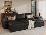 EASE MOOSE Modular Sectional Sofa, Leather Sectional Couch, Deep Brown