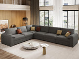 EASE MOOSE Modular Sectional Sofa, Leather Sectional Couch, Deep Brown