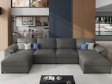 EASE MOOSE Modular Sectional Sofa, Leather Sectional Couch, Deep Brown