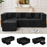 MONVANE Modular Sectional Cloud Couch for Living Room - 130'' 6 Seater Convertible Chenille Couches Set with Ottoman, No Assembly Compression Sofas, Comfy Floor Sofa with Memory Foam, Grey