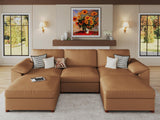EASE MOOSE Modular Sectional Sofa, Leather Sectional Couch, Deep Brown