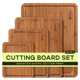 ROYAL CRAFT WOOD Wooden Cutting Boards for Kitchen Appliances - Non Toxic Bamboo Wood Cutting Board Set with Deep Juice Groove, Side Handles, Charcuterie & Butcher Block for Meat, Meal Prep & Serving