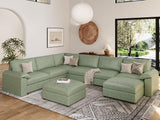 EASE MOOSE Modular Sectional Sofa, Leather Sectional Couch, Deep Brown