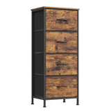 SONGMICS Dresser for Bedroom, Chest of Drawers, TV Stand, Steel, MDF, 5 Non-Woven Fabric Drawers, Storage Organizer Unit, Closet, Entryway, Ink Black and Ebony Black ULGS322B01S