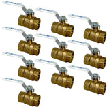 [10-Pack] PROCURU 3/4-Inch Sweat (CxC) Heavy Duty Brass Ball Valve, Full Port, 600 WOG, LF Certified Safe (3BC075-10P)