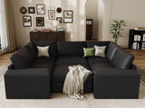 EASE MOOSE Modular Sectional Sofa, Leather Sectional Couch, Deep Brown