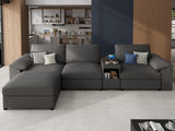 EASE MOOSE Modular Sectional Sofa, Leather Sectional Couch, Deep Brown