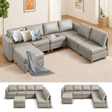 Modern Sectional Sofa,Faux Leather Modular Sectional Couchs with Storage