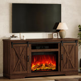 AMERLIFE Fireplace TV Stand with Sliding Barn Door for TVs up to 75"