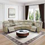 Power Recliner Sofa Sectional Sofa with LED Light for Living Room, Air Leather Reclining Corner Sectional Sofa Set, Cup Holder, Storage Console for Home Theater Seating (Black, Sectional+Chair)