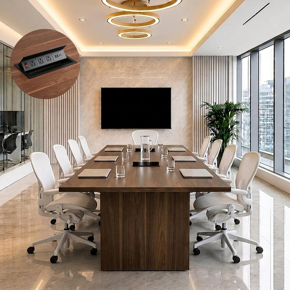 OfficeSimpli Conference Room Table, Made in USA, 10 ft, California Walnut