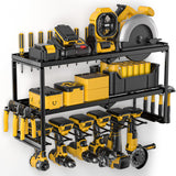 Power Tool Organizer for Tool Storage, Drill Holder Wall Mount with Charging Station, Tool Holder and Storage Rack for Garage Organization, Heavy Duty Metal Tool Shelf with Battery Holder