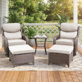 Luxury Swivel Rocker Chairs Fire Pit Set with 6" Thick Cushion 10 piece Wicker Outdoor Patio Chair with Sofa and Ottoman,Comfortable High Back Outdoor Patio Furniture Set - Brown | Gray