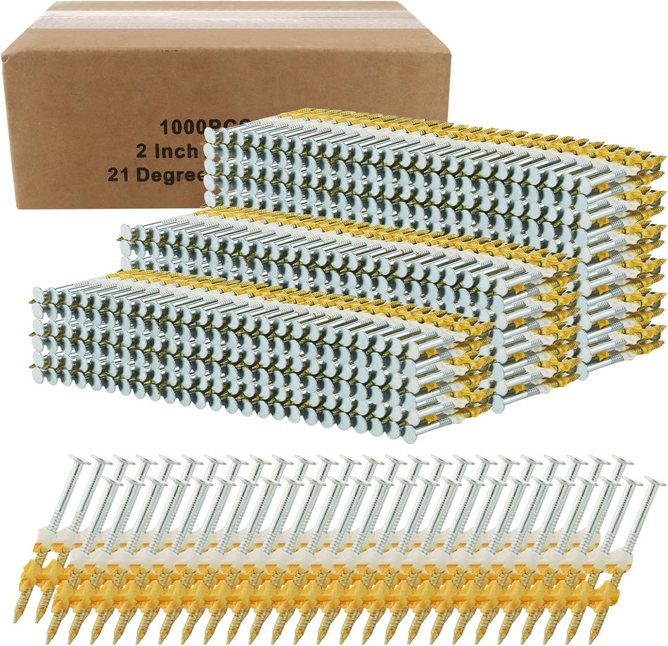 21 Degree Framing Nails,1000 Count 2 Inch x 0.113 Inch Framing Nails