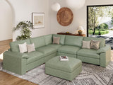 EASE MOOSE Modular Sectional Sofa, Leather Sectional Couch, Deep Brown