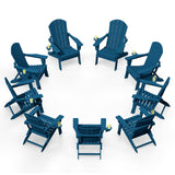 Plawdlik Folding Adirondack Chair with Cup Holder, HDPE All-Weather, Navy