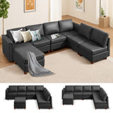 Modern Sectional Sofa,Faux Leather Modular Sectional Couchs with Storage