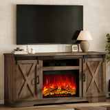 AMERLIFE Fireplace TV Stand with Sliding Barn Door for TVs up to 75"