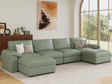 EASE MOOSE Modular Sectional Sofa, Leather Sectional Couch, Deep Brown