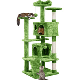 Yaheetech 54in Cat Tree, Multi-Level Cat Tower with Spacious Kitten-ear Perch, 2 Cozy Caves, Scratching Posts, Climbing Ladder, 2 Plush Balls, Durable Pet House Furniture for Indoor Kittens, Dark Gray