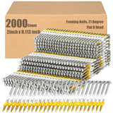 Therwen 1000 Count 3 Inch x 0.120 Inch Framing Nails, 21 Degree