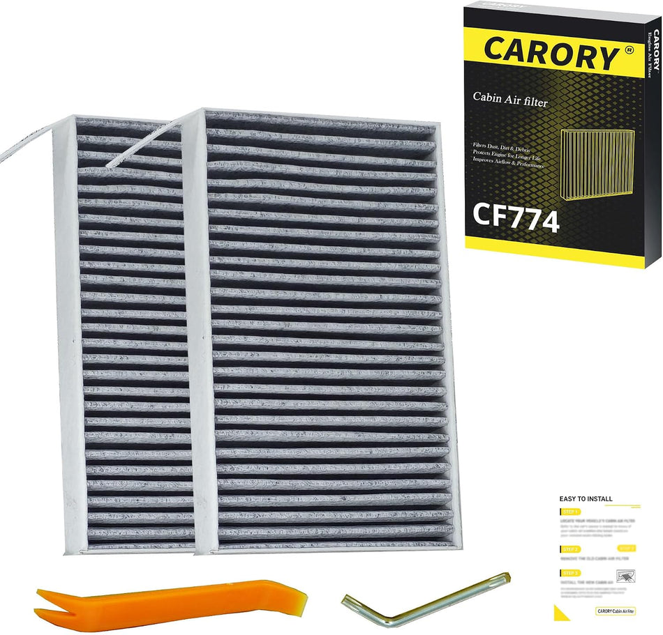 2PCS Cabin Air Filter with Activated Carbon for Tesla Model 3 (2017-2026), Model Y (2020-2026), OE# 1107681-00-A, CF12774, XC11952C, CF774