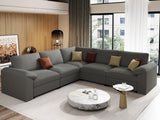 EASE MOOSE Modular Sectional Sofa, Leather Sectional Couch, Deep Brown
