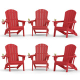 Plawdlik Folding Adirondack Chair with Cup Holder, HDPE All-Weather, Navy