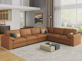 EASE MOOSE Modular Sectional Sofa, Leather Sectional Couch, Deep Brown