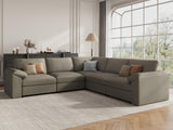 EASE MOOSE Modular Sectional Sofa, Leather Sectional Couch, Deep Brown