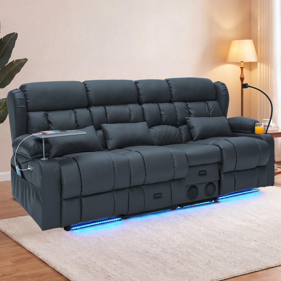 Redlife 3-Seater Power Recliner Sofa with Dual Consoles, Massage & Heat