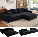 106'' Convertible Futon Sofa Bed, Boneless Couch for Living Room, Black
