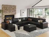 EASE MOOSE Modular Sectional Sofa, Leather Sectional Couch, Deep Brown
