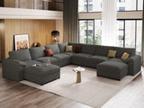 EASE MOOSE Modular Sectional Sofa, Leather Sectional Couch, Deep Brown