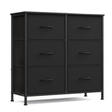 SONGMICS Dresser for Bedroom, Chest of Drawers, TV Stand, Steel, MDF, 5 Non-Woven Fabric Drawers, Storage Organizer Unit, Closet, Entryway, Ink Black and Ebony Black ULGS322B01S