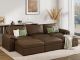 EASE MOOSE Modular Sectional Sofa, Leather Sectional Couch, Deep Brown