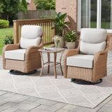 Luxury Swivel Rocker Chairs Fire Pit Set with 6" Thick Cushion 10 piece Wicker Outdoor Patio Chair with Sofa and Ottoman,Comfortable High Back Outdoor Patio Furniture Set - Brown | Gray
