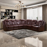 Power Recliner Sofa Sectional Sofa with LED Light for Living Room, Air Leather Reclining Corner Sectional Sofa Set, Cup Holder, Storage Console for Home Theater Seating (Black, Sectional+Chair)