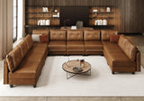 LLappuil Brown Leather Modular Sofa Sectional Couch with Storage