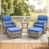 Luxury Swivel Rocker Chairs Fire Pit Set with 6" Thick Cushion 10 piece Wicker Outdoor Patio Chair with Sofa and Ottoman,Comfortable High Back Outdoor Patio Furniture Set - Brown | Gray