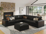 EASE MOOSE Modular Sectional Sofa, Leather Sectional Couch, Deep Brown