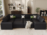 EASE MOOSE Modular Sectional Sofa, Leather Sectional Couch, Deep Brown
