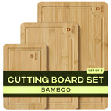 ROYAL CRAFT WOOD Wooden Cutting Boards for Kitchen Appliances - Non Toxic Bamboo Wood Cutting Board Set with Deep Juice Groove, Side Handles, Charcuterie & Butcher Block for Meat, Meal Prep & Serving