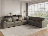 EASE MOOSE Modular Sectional Sofa, Leather Sectional Couch, Deep Brown