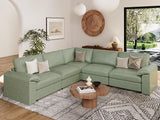EASE MOOSE Modular Sectional Sofa, Leather Sectional Couch, Deep Brown