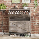 Maupvit Shoe Storage Cabinet with 2 Flip Drawers, Freestanding Shoe Organizer with Metal Legs for Entryway, Narrow Shoe Rack Cabinet, Rustic Brown