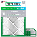 Filterbuy 16x25x1 Air Filter MERV 8 (MPR 700) Dust Defense Replacement (4-Pack), Electrostatic Pleated HVAC AC Furnace Filters, Made in USA (Actual Size: 15.50 x 24.50 x 0.75)