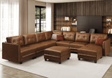 LLappuil Brown Leather Modular Sofa Sectional Couch with Storage