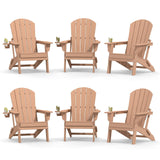 Plawdlik Folding Adirondack Chair with Cup Holder, HDPE All-Weather, Navy