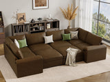 EASE MOOSE Modular Sectional Sofa, Leather Sectional Couch, Deep Brown